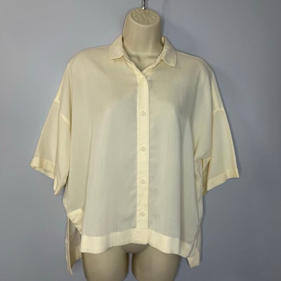 Everlane The Short-Sleeve Square Shirt Relax Butterlite Cream Women's XS - Picture 2 of 13